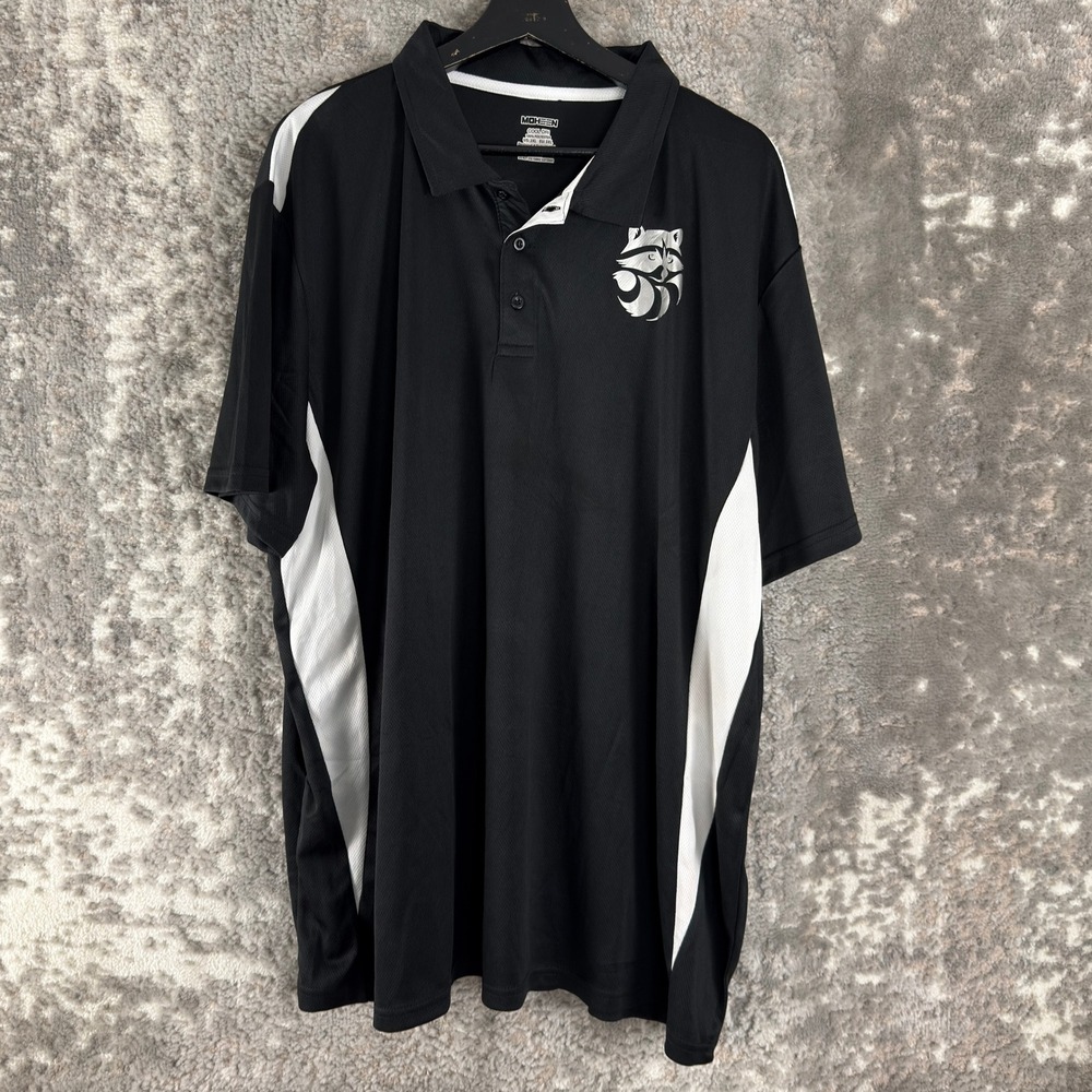 New Moheen Sz 2XL Regis Raccoons Cool Dri Golf Polo Shirt Black Short Sleeve Men
